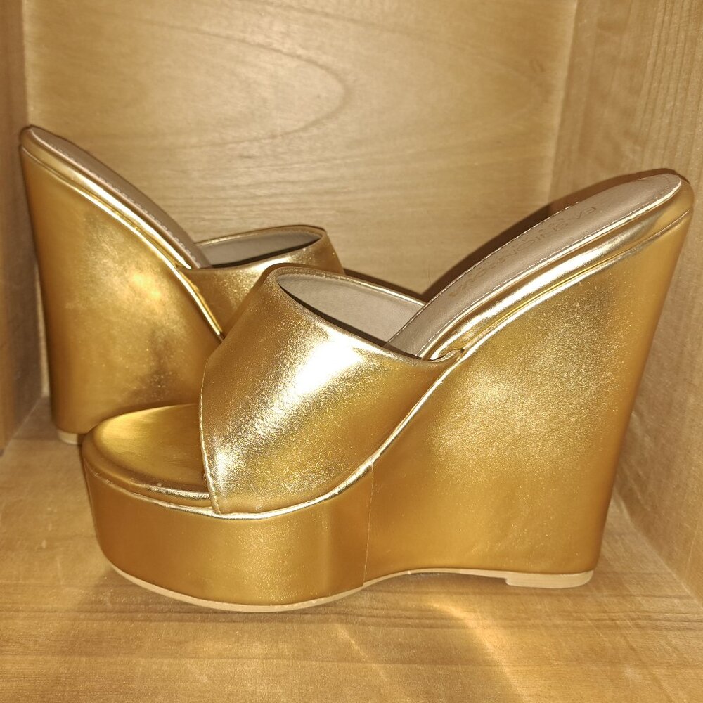 Gold Fashion Nova Wedges